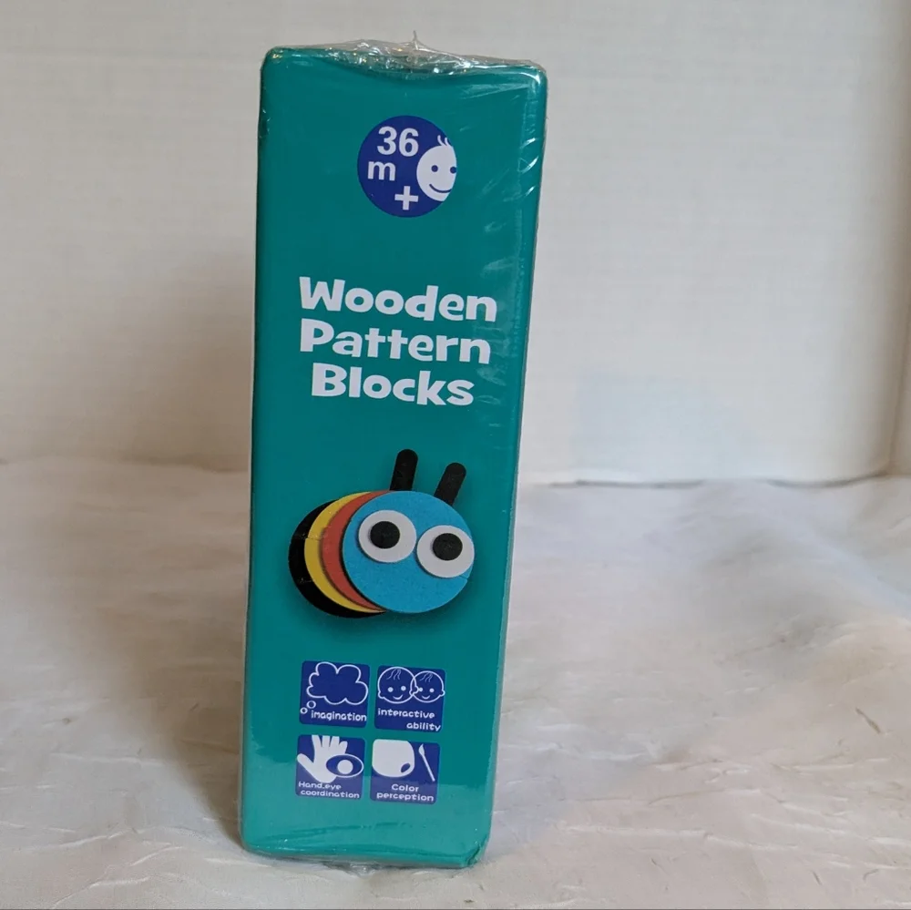NEW Lewo Wooden Pattern Blocks Animals Toddler Preschool Educational Toy Colors